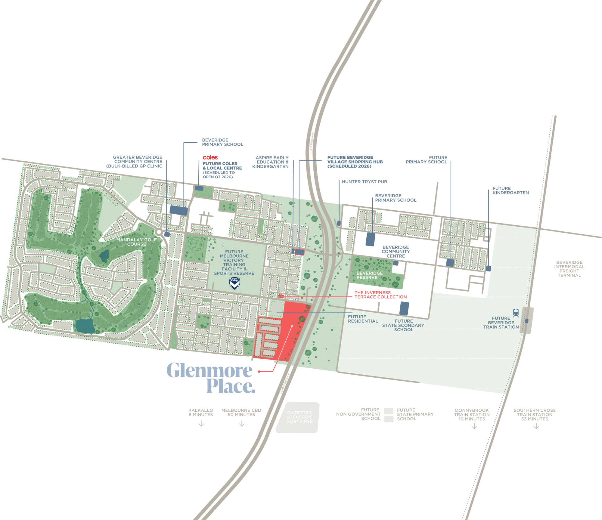 Glenmore Place location map, Beveridge — schools, shops, transport and amenities Glenmore Place location map, Beveridge — schools, shops, transport and amenities